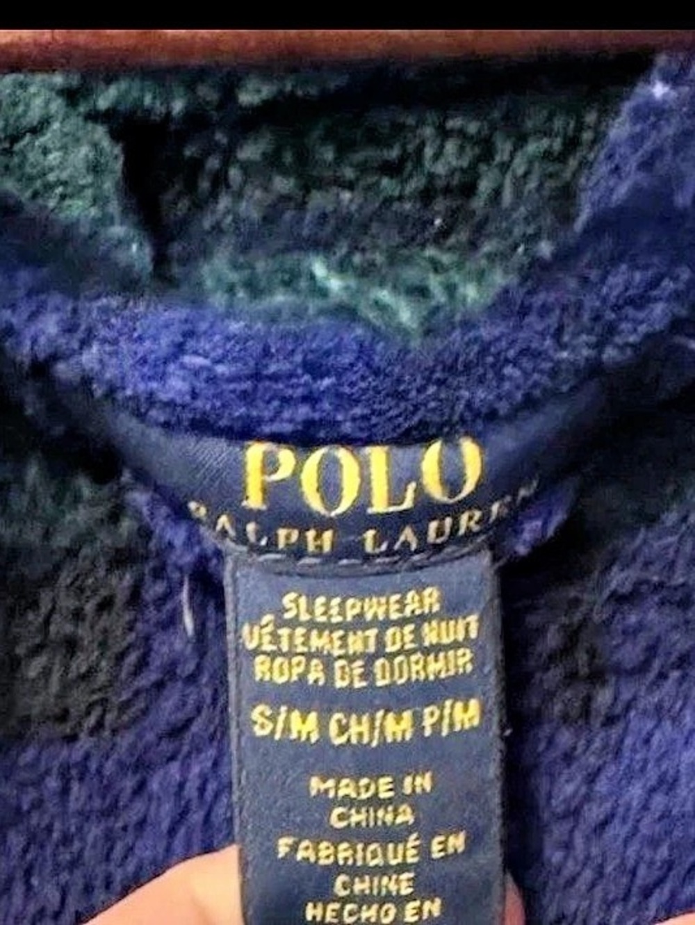 Polo Ralph Lauren Men's Robe Green Blue Blackwatch Plaid In Small/Med Big Pony - Picture 3 of 4